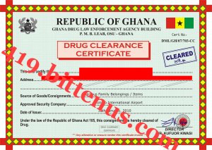 DRUG CLEARANCE CERTIFICATE